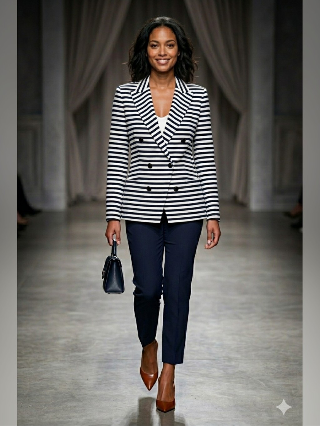 Maxmara Striped Double Breasted Nautical Blazer Jacket Size 4 Us 38 It
